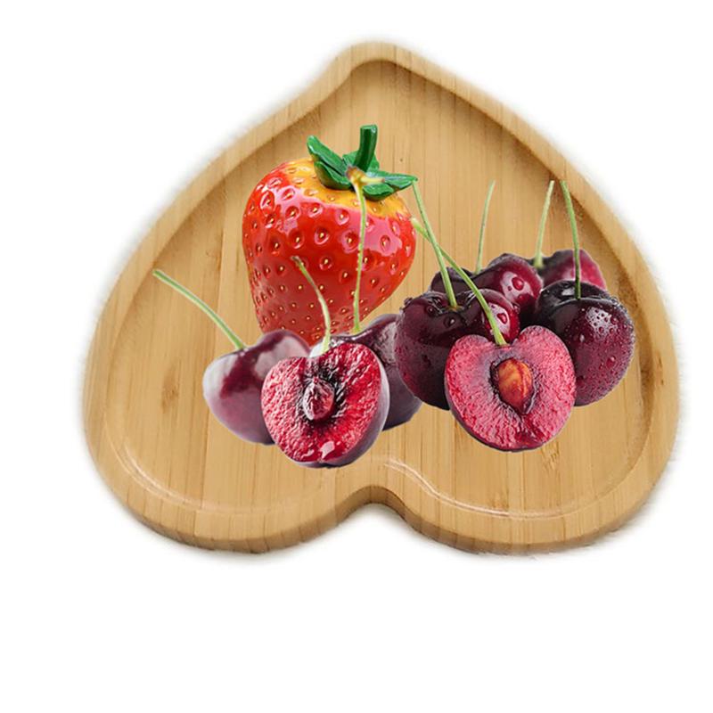 2 Pcs Heart Shaped Eco-friendly Bamboo Wooden Tray Food Tea Coffee Serving Plate Fruit Bread Tray Dishes Snack Plate for Home