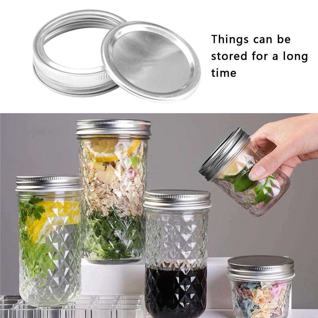 24 Pcs Brede Mond 86 Mm Mason Jar Inblikken Deksels, herbruikbare Lekvrije Split-Type Zilveren Deksels Met Siliconen Afdichtingen Ringen