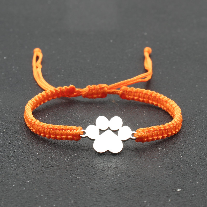 Roestvrij staal Bear Claw bedelarmband Lovers' Lucky handgemaakte gevlochten verstelbare vriendschapsarmbanden voor dames heren koppels: Bruingeel