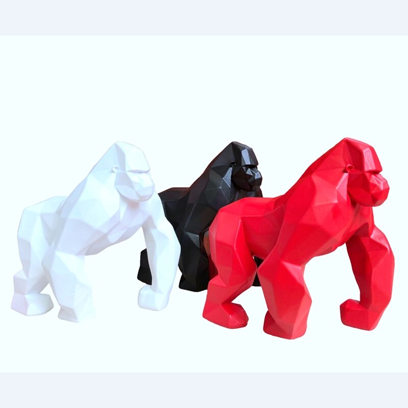 Sculpture grand singe roi Kong en résine | Sculpture Gorilla géométrique moderne, modèle d'animal, Statue modèle d'anniversaire, décoration de mariage, de maison, de bureau