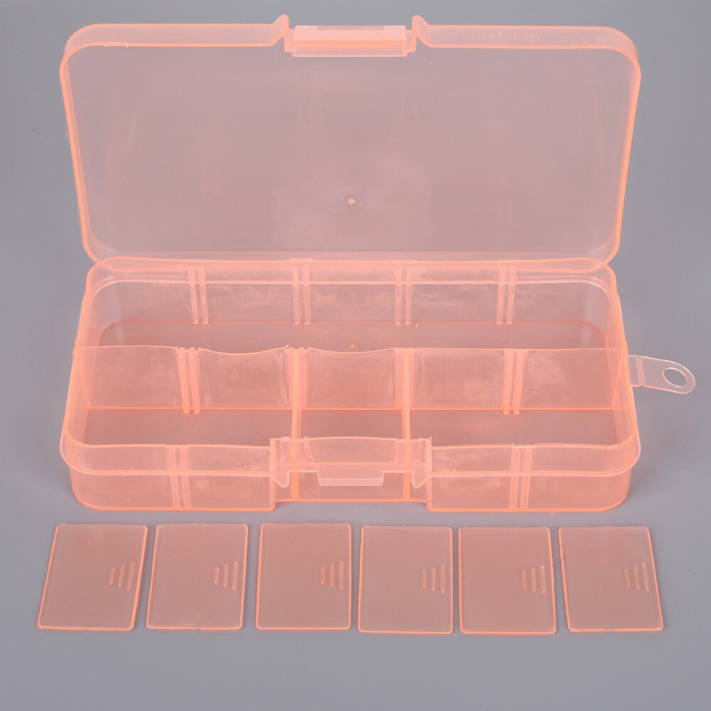 Caja de almacenamiento de plástico transparente ajustable, 10 rejillas de colores para herramientas de costura de componentes pequeños, caja organizadora de botones de cuentas