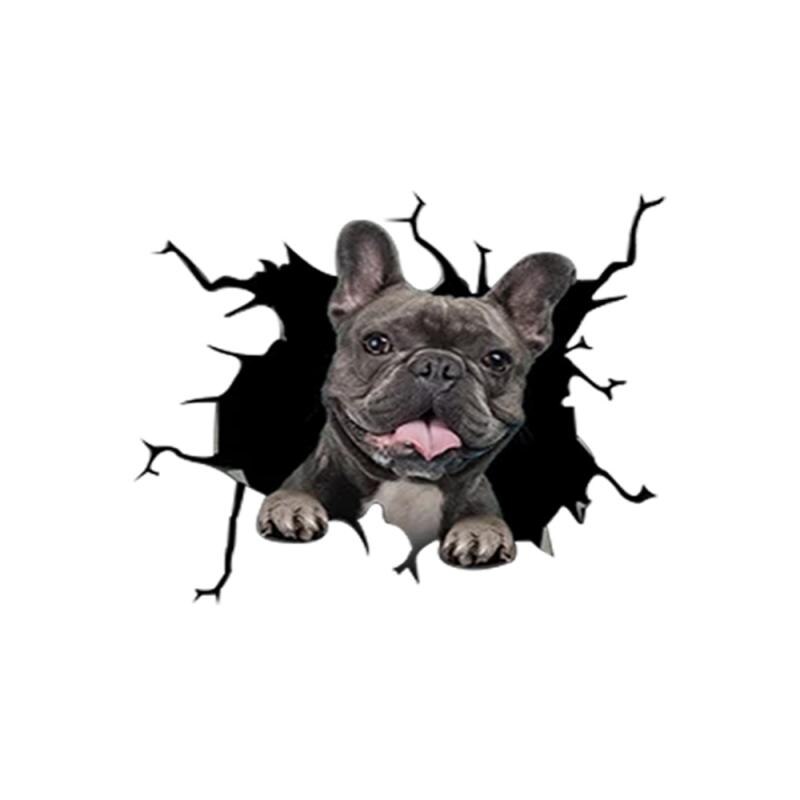 1pc Car Sticker Dog Head Crack Home Motorcycle Wall Windows Decoration Sticker Husky Bulldog Crack Toilet Sticker Fridge Sticker: 04