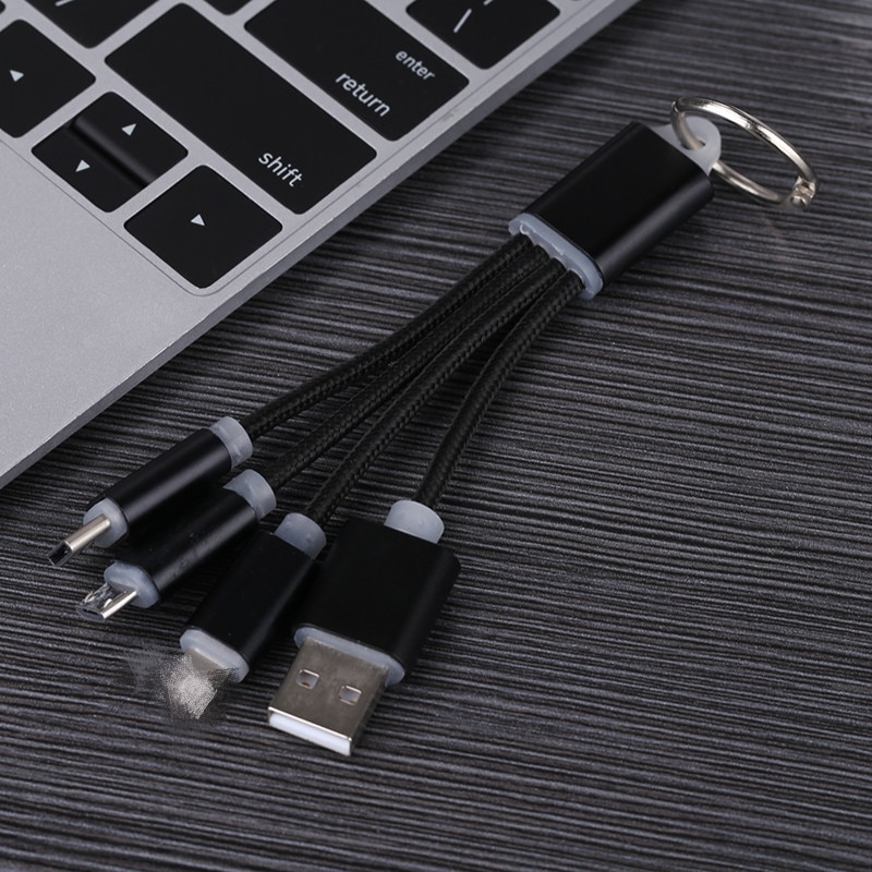 4 in 1 keychain Tragbare Micro USB Typ C Multi Ladegerät Kabel Für huawei p20 lite honor 9 lite 9i 8 8x7c 7x 7a hinweis 10 8 kabel: Black