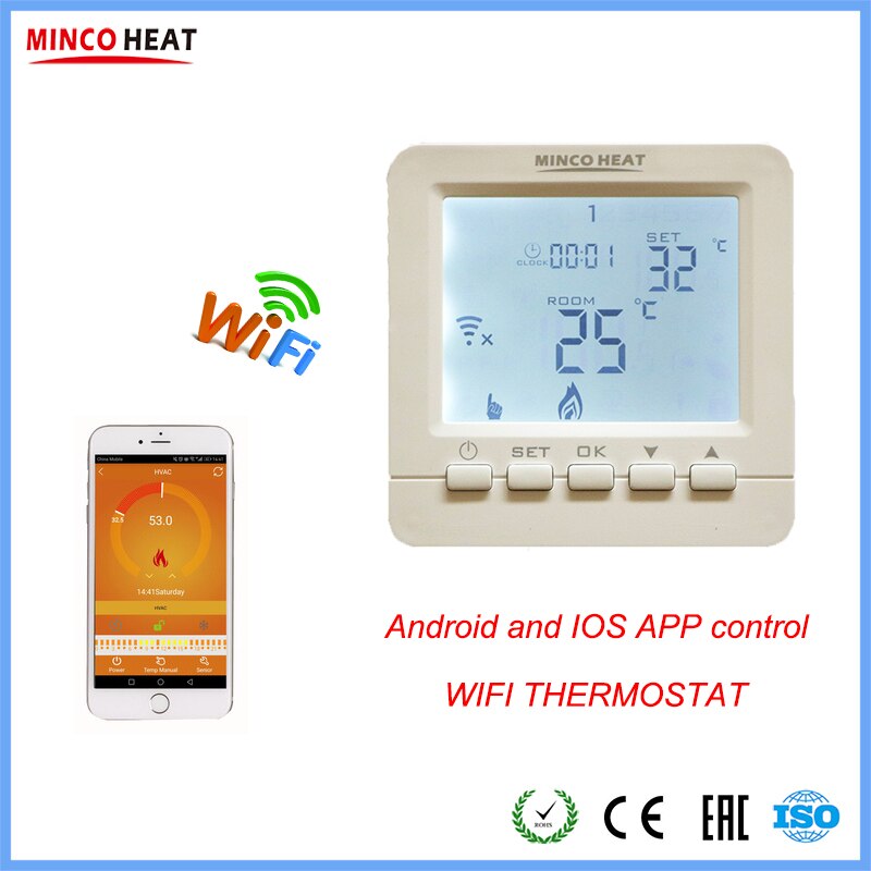 230V 3A Andriod, Iphone APP Control Temperature Controller Room WIFI Thermostat For Gas Boiler and Water Heating System