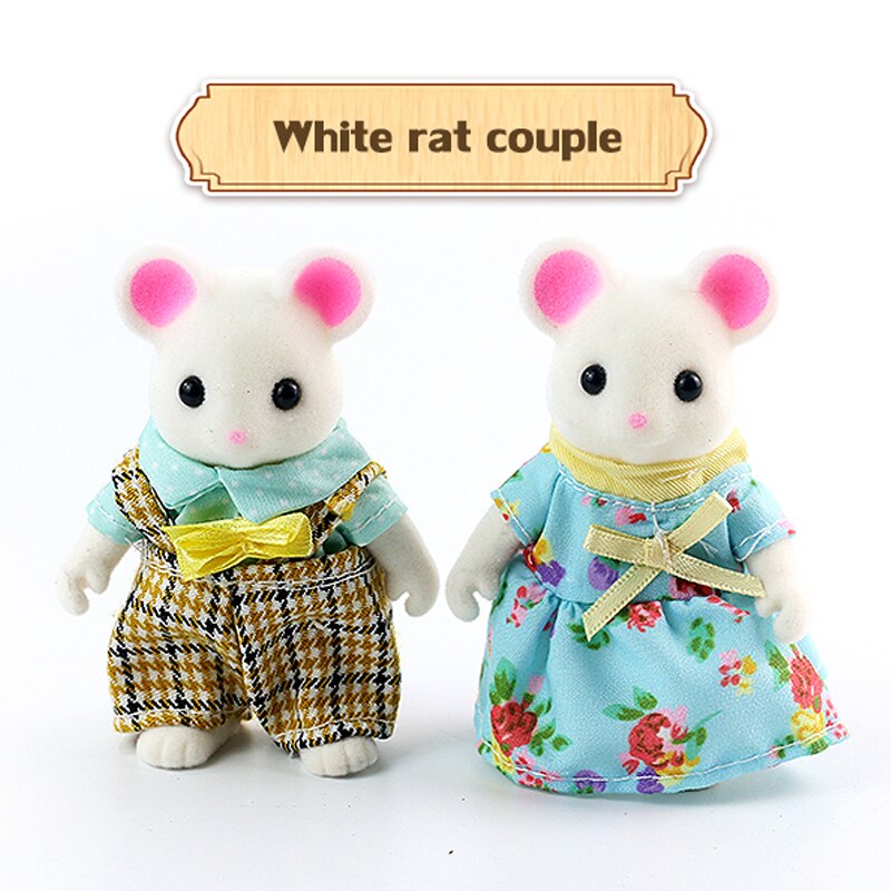 Giocattolo Animale della Foresta Famiglia 1:12 regalo di nozze decorazione Del Coniglio di casa delle bambole in miniatura Mobili In Legno Giochi Di Imitazione Set Per Il regalo Dei Capretti: White Rat