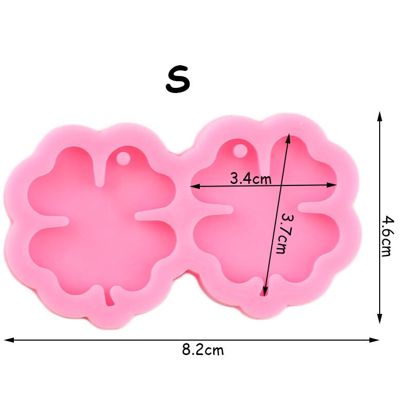 L/M/S Shiny Bladvorm Oorbellen Siliconen Mallen Klavertje Vier Sleutelhanger Klei Diy Epoxy Hars Sieraden mallen: CC651