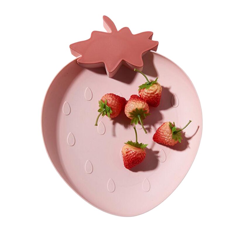Food Tray Snack Dish Fruit Dry Food Plate Cute Candy Plate Strawberry Shape Fruit Household Plastic Serving Plate For Home: Pink strawberry