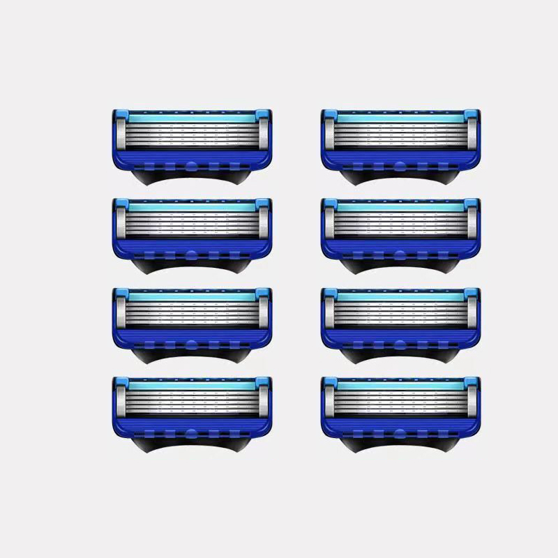 Lame de rasoir à 5 couches, lame de rasoir manuelle pour hommes, lame de rasoir de sécurité, lame de rasoir classique réutilisable pour la protection de la peau avec sac: Bleu