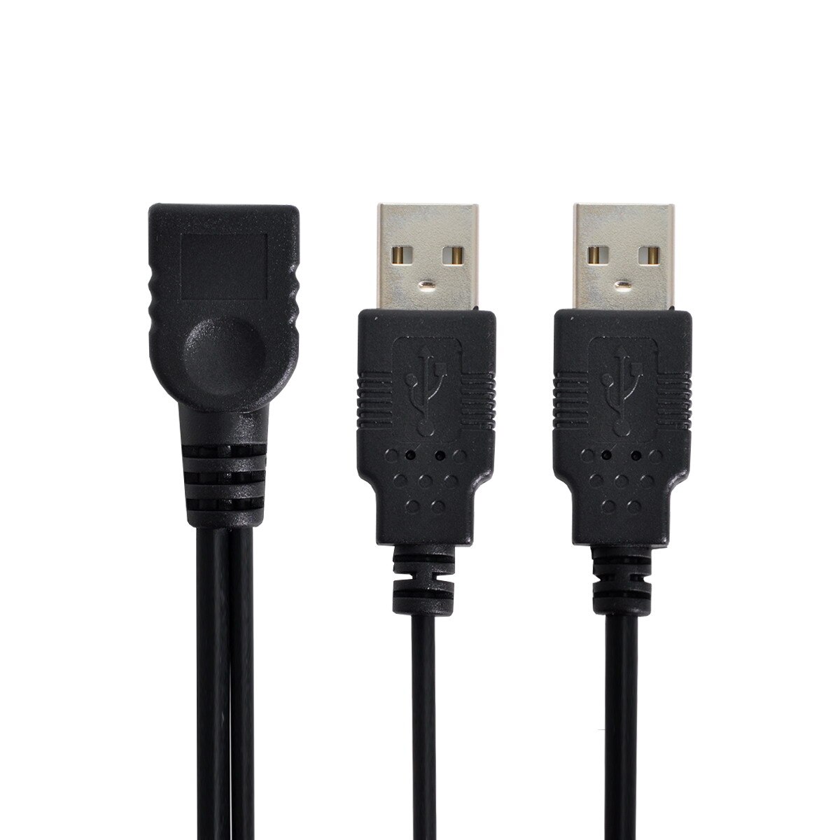 Cablecc BK USB 2.0 Female A to Dual A Male Extra Power Data Y Cable for 2.5" Hard Disk