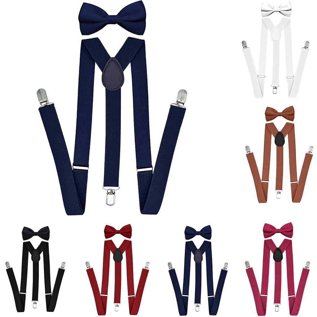 Hemd Hosenträger Jeans Hosenträger Hosen Für Männer Mit Bowtie einstellen Jungen Frauen Jungen Mädchen Erwachsene Einstellbare Elastische Fliege Bowtie setzt