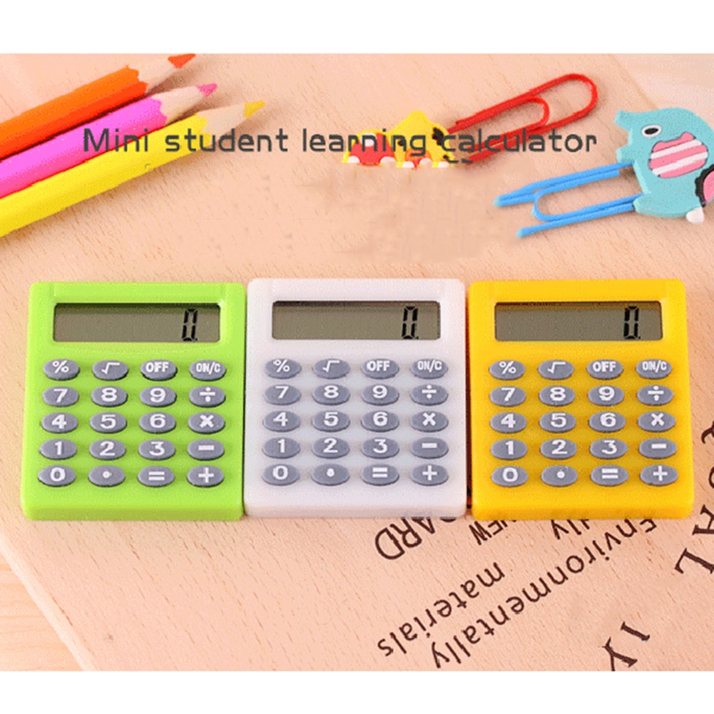 Student Mini Pocket Electronic Calculator Candy 5 Colors Calculating School Office Supplies Kids With Coin Battery
