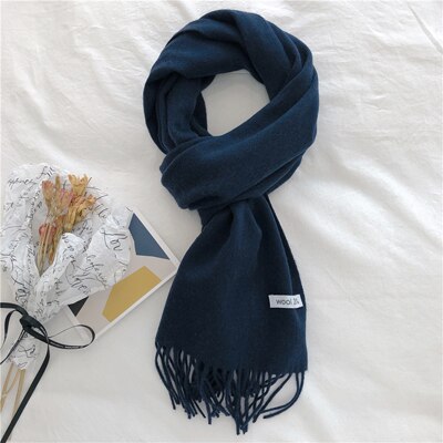 Luna & Dolphin Engeland Vrouwen Kasjmier Virgin Wol Sjaals 190x30cm Schotland Zwart Wit Plaid Edinburgh Plaid Warm school Sjaals: navy blue