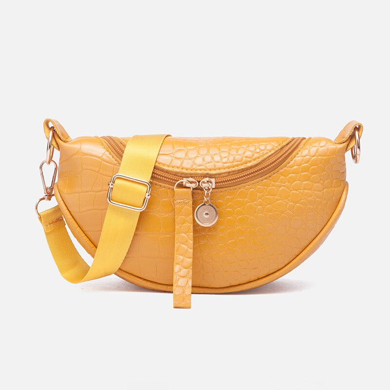 Pu Leer Trend Vrouwen Tas Mode Borst Tas Krokodil Patroon Rits Vrouwen Schouder Messenger Bag Luxe handtassen: Yellow