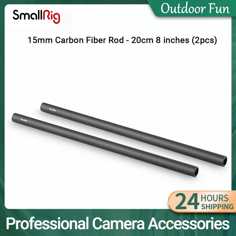 SmallRig 15mm Carbon Fiber Rod - 20cm 8 inch (2pcs) Stabilizing Rod For 15mm Rail Support System - 870