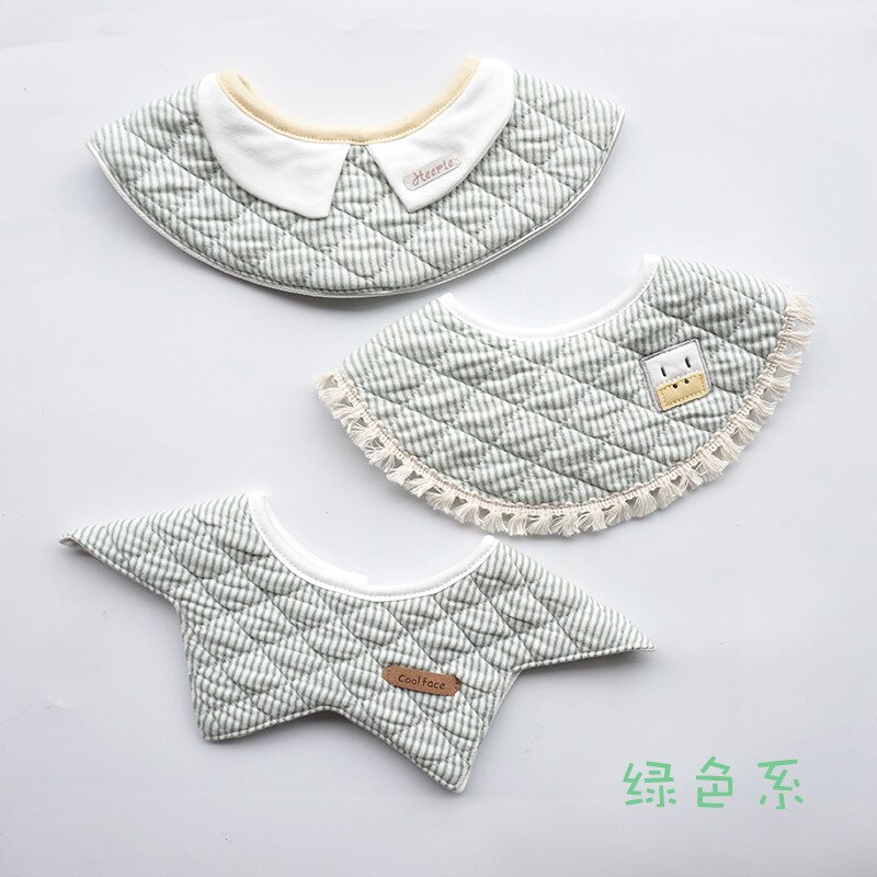Kleinkind Baby Lätzchen Baumwolle Wasserdicht Lätzchen Baby freundlicher Speichel Handtuch Spucktücher Mit Quaste Art Zubehör: 3Stck Grün