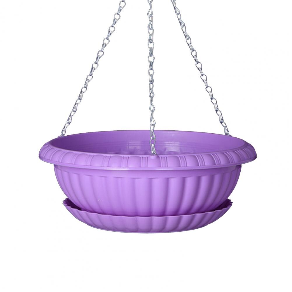 Useful Hanging Flower Pot Breathable Draining Hole Plastic Bar Decorative Hanging Flower Pot: Purple