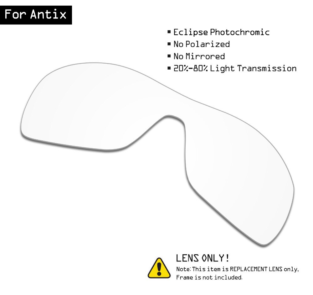 SmartVLT Sunglasses Replacement Lenses for Oakley Antix - Eclipse Grey Photochromic
