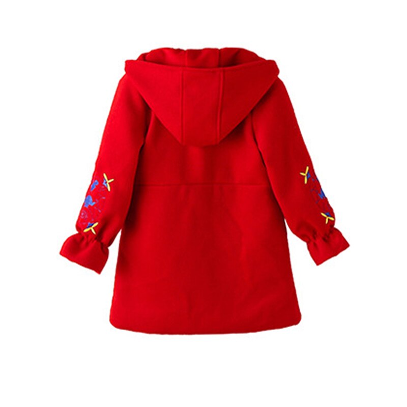 Girls Spring And Autumn Jacket Children Woolen Coat Embroidery Girl Coat Slim Red Jacket For Girls Clothes Cotton Jacket