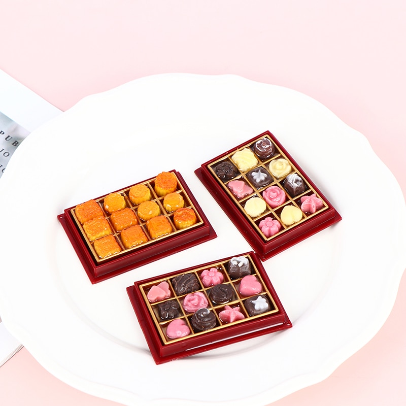 1 Set 1/6 En 1/12 Poppenhuis Miniatuur Mini Boxed Chocolade Model Play Keuken Eten Speelgoed Voor Huis Pop Accessoires