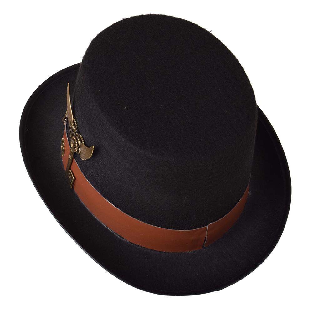 Halloween Top Hat Black Steampunk Gear Glasses Punk Style Fedora Headwear Gothic Lolita Cosplay Hat