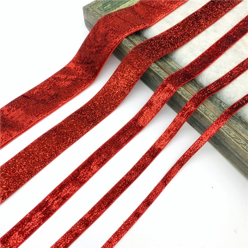 6MM-38MM rouge paillettes ruban de velours pour la main Bouquet emballage fournitures maison fête décorations ruban de noël: 6MM 5yards