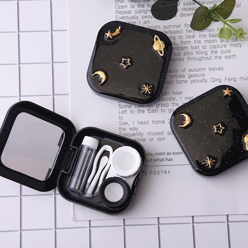 Portable Contact Lens Case with Mirror Women Man Travel Contact Lenses Box Mini Square Contact Lens Container Lentes De Contacto