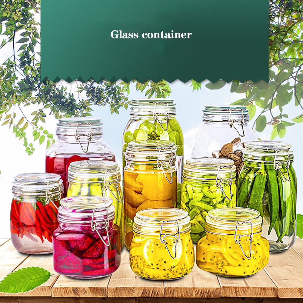 Extra Large 750ml 1000ml 1500ml 2000ml 3000ml Glass Preserve Jars Airtight Clip Top Storage Pickling Jars