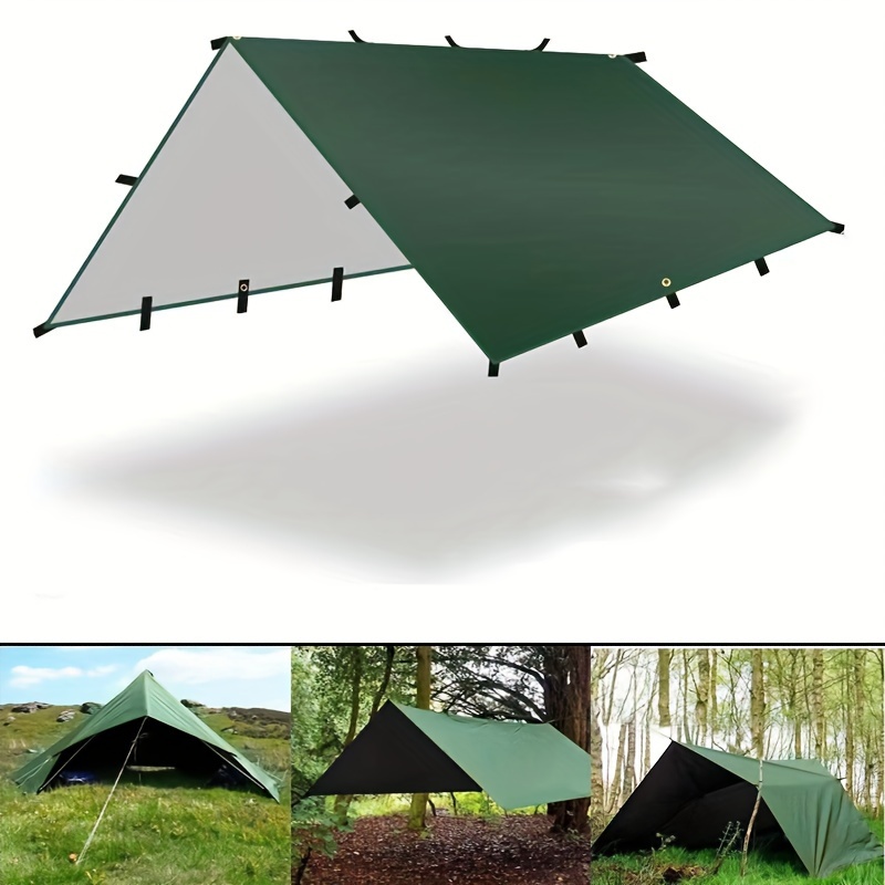 Tienda de campaña impermeable con 19 puntos para colgar, lona de supervivencia, refugio solar, toldo de sombra para mochilero al aire libre, sombrilla para acampar