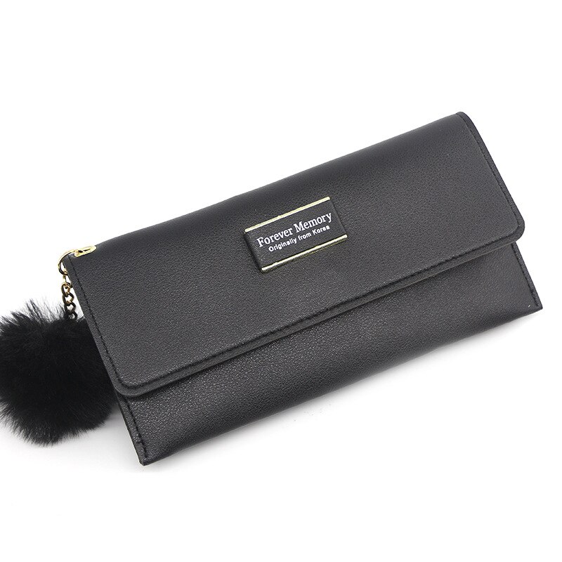 Korean Style Women's Long Style Wit Zipper Wallet Simple Dark Plaid Clutch Women's Long Bag Wallet Wallet Coin Purse: black