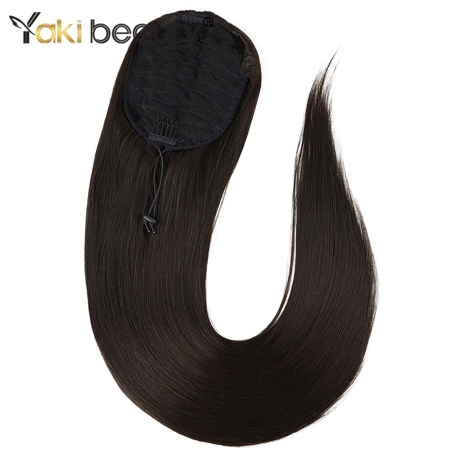 Synthetische paardenstaart, rechte clip-in haarstaart, nep haarstukjes voor zwarte vrouwen, ombre bruine kleur van yaki beauty