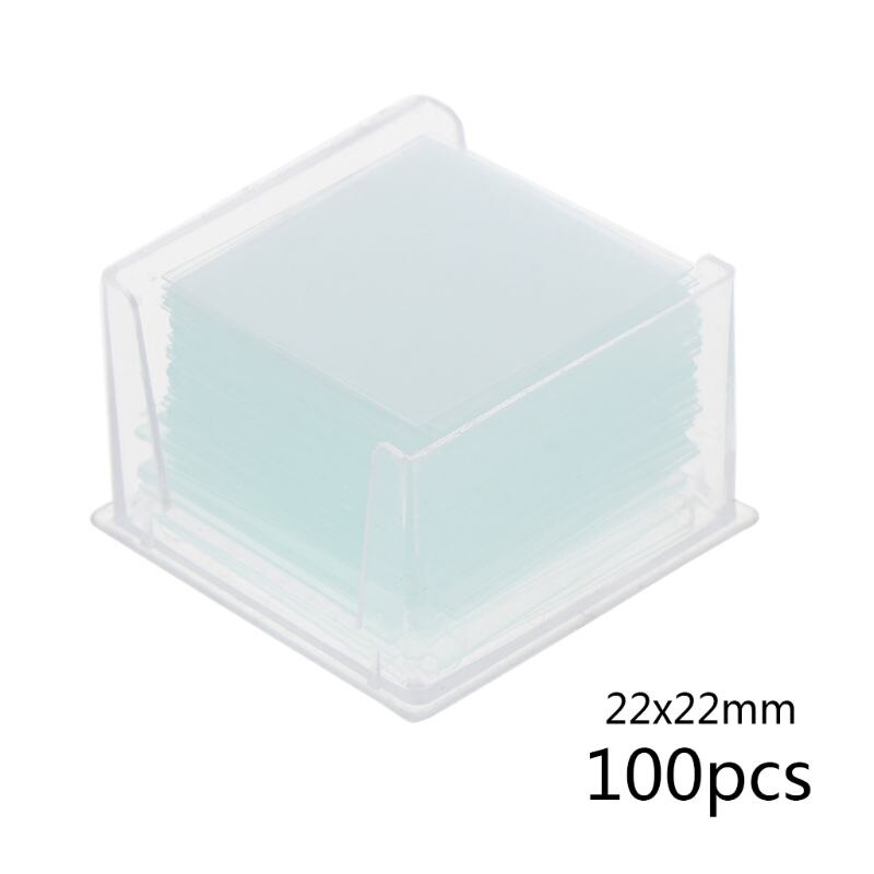 Portaobjetos de vidrio cuadrado transparente, Coverslips, para microscopio, instrumento óptico, 100 Uds.: 22