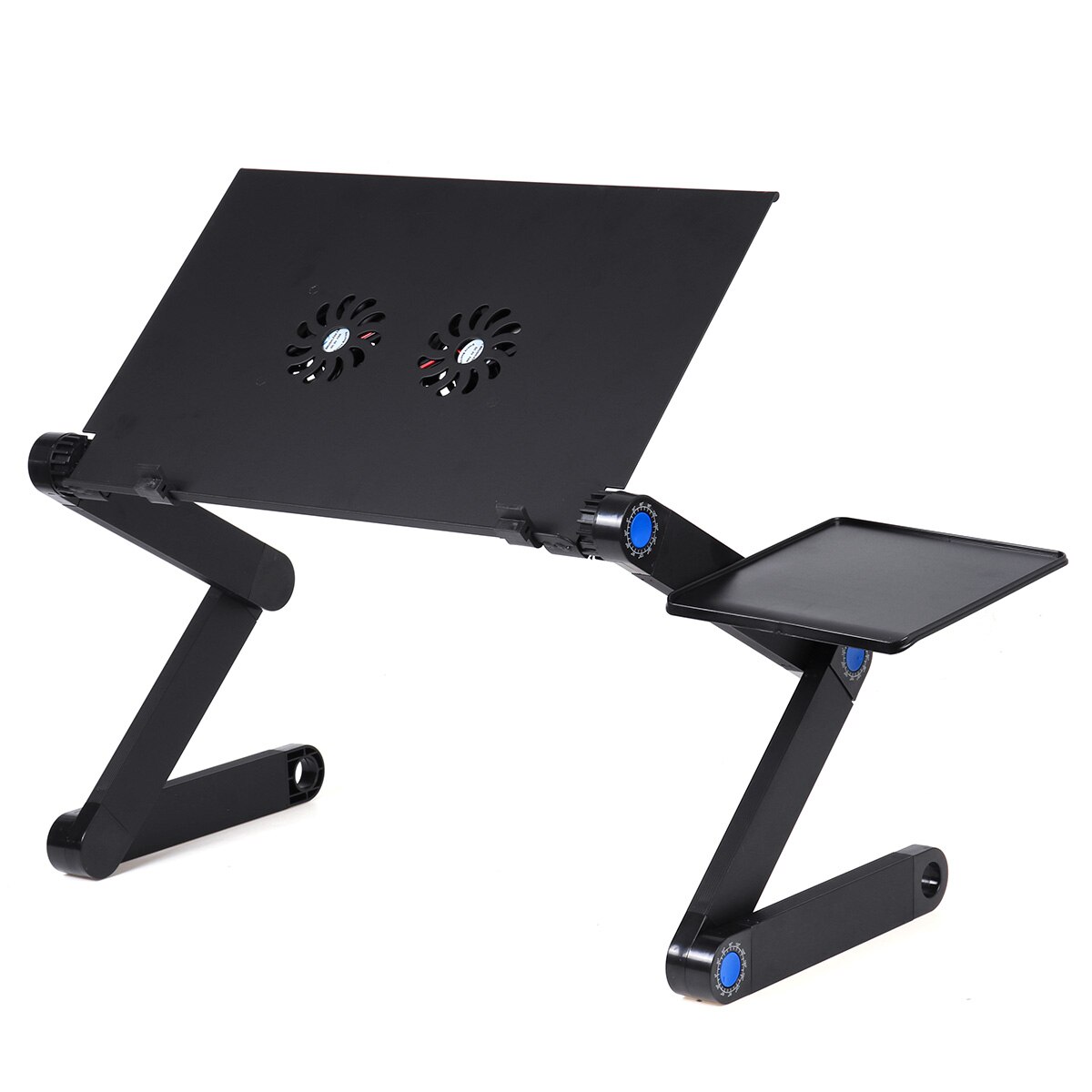 Multifunctionele ergonomische laptoptafel voor bed, draagbare bank, opvouwbare laptopstandaard, schoottafel voor notebook met muismat: Zwart