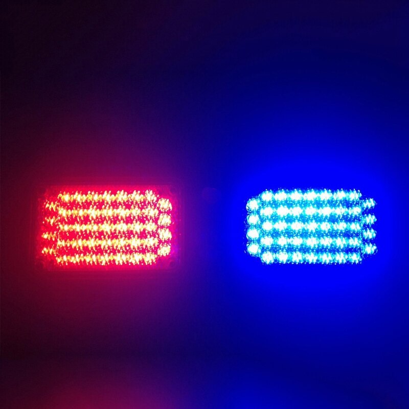 86 LED Auto Lkw Strobe Tafel Licht Sonnenblende Notfall Leuchtfeuer 12 Blitz Modi Gefahr Polizei Warnlichtbalken Parkplatz Birne 12V: rot und Blau