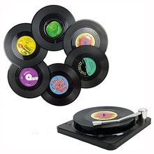 6 Pcs Retro Onderzetters Vinyl Cd Fun Drinken Koffie Onderzetters Speler Houder Desktop Bescherming Hittebestendige Anti-Slip Mat home Decor onderzetters onderzetter coaster coasters marmer onderzetter bekerhouder kers