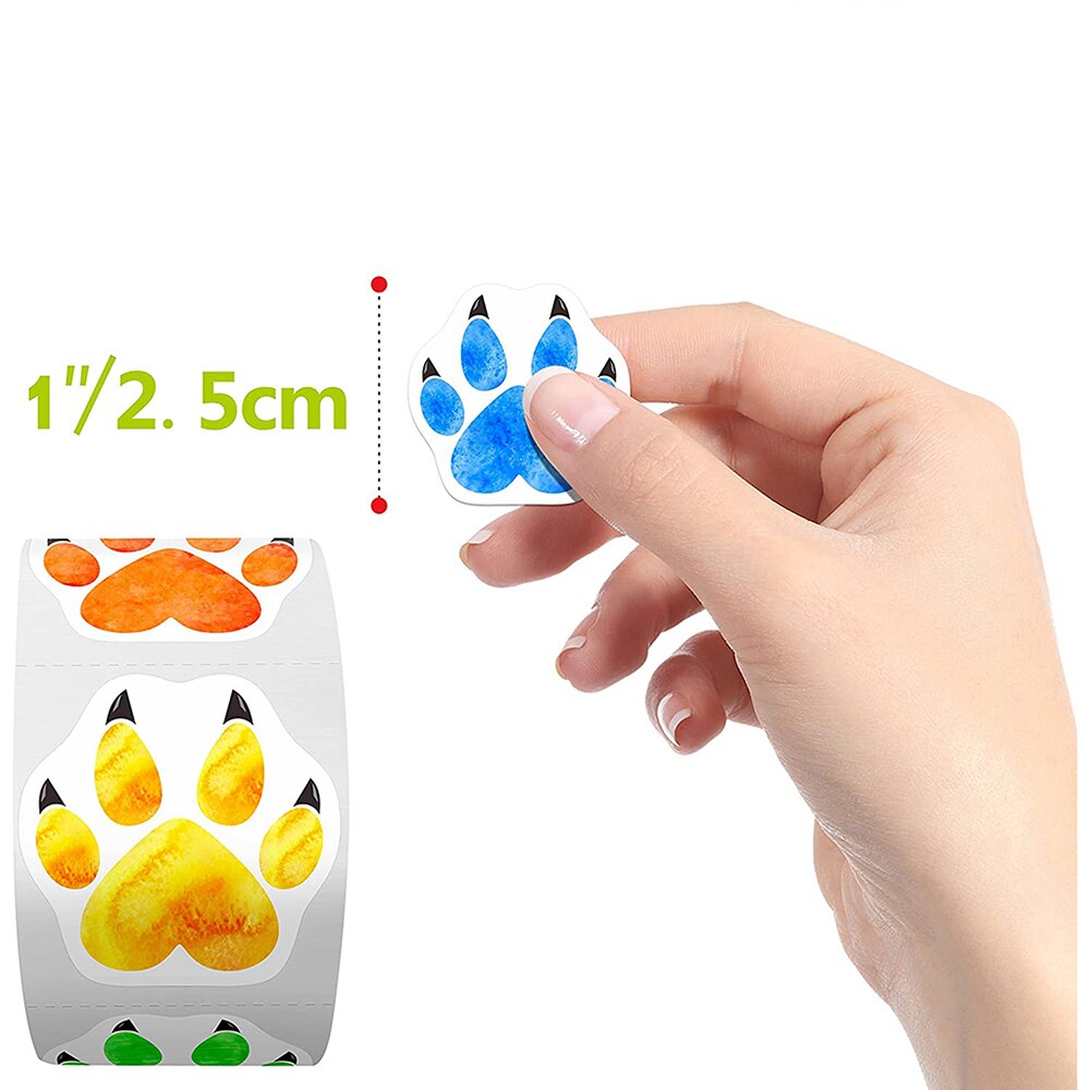 100-500pcs Colorful Paw Print Reward Stickers Dog Cat Bear Paw Labels Stickers for Laptop Teacher Student Scrapbookinng Sticker