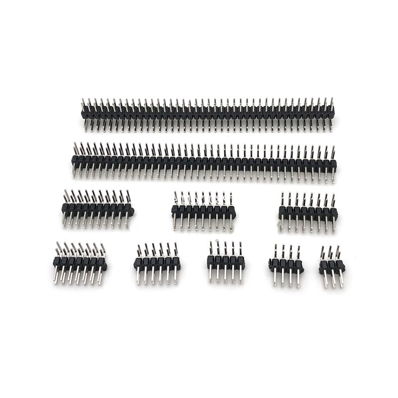 10Pcs 2.54Mm Dubbele Rij Haakse Pin Header Strip Mannelijke Pin Header Connector 2x 2/3/4/5/6/7/8/10/40P Voor Pcb Solderen Lassen