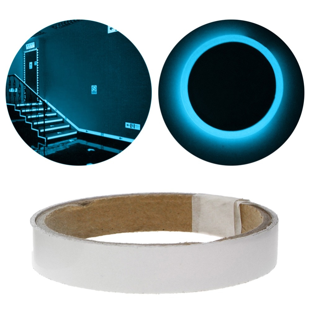Cinta adhesiva fluorescente de noche luminosa de 2cm * 1m, autoadhesiva que brilla en la oscuridad, cinta de seguridad para hogar Decoración de advertencia