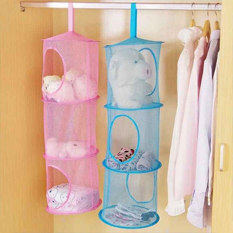 Double Side Transparent 6 Pocket Foldable Hanging Bag Clothes Storage Organizer Wardrobe Closet Finishing Storage Hanger