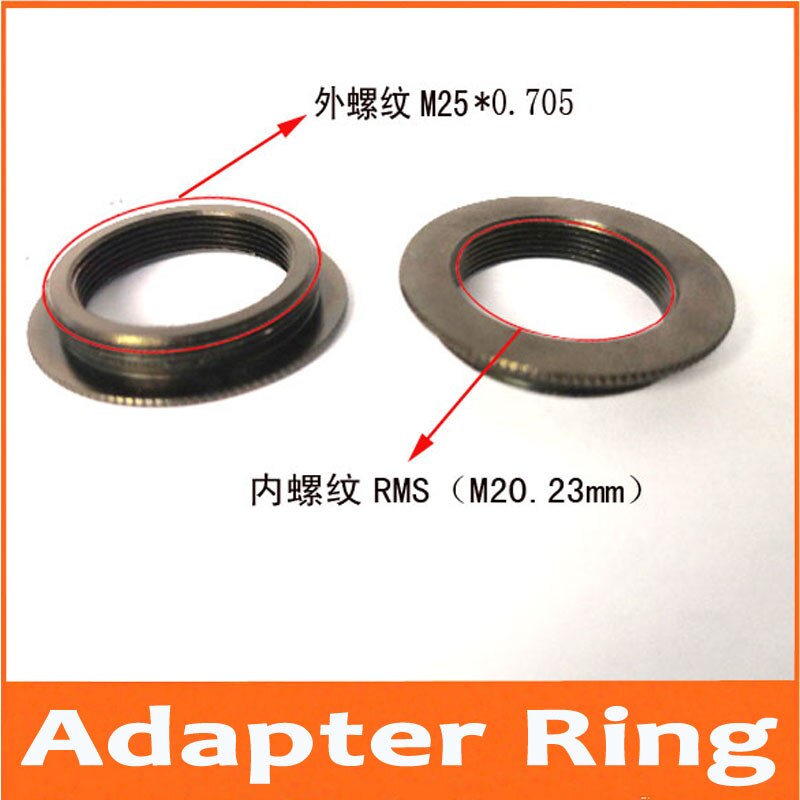 Metal Adapter Ring Mount for Biological Microscope Objective Lens RMS M20.23mm to M25x0.705mm X1 on Digital Camera