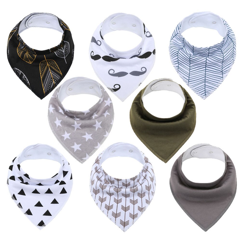 Bavoirs Bandana pour bébés, bavettes pour garçons et filles, 100% coton biologique, doux et absorbant, pour -nés, 8 pièces: K80015-1