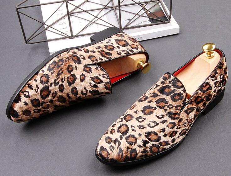 Mocasines con estampado de leopardo para hombre, zapatos planos para hombre, calzado de boda, Amuleto informal
