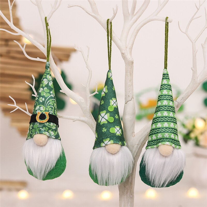 3 stk st patricks dag nisse ornamenter irske nisser saint patrick grøn kløver ansigtsløs dukke vedhæng st patricks dag dekorationer