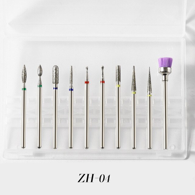 10 unids/set de broca de fresado para manicura torno de uñas para pedicura accesorios de uñas de arte polaco herramienta: D