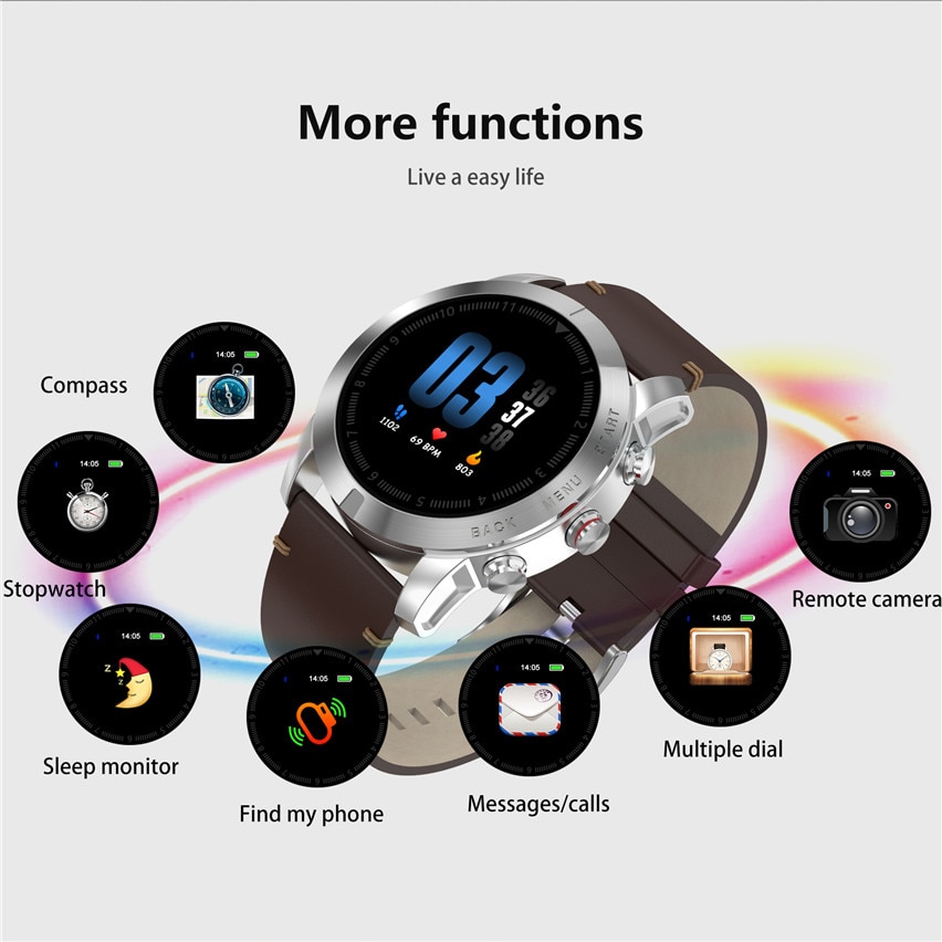 DTNO.1 S10 Smart Uhr 1,3 ''IP68 Wasserdichte Bluetooth 4,2 Smartwatch Herz Rate Überwachung Kompass Sport Uhr für Android iOS