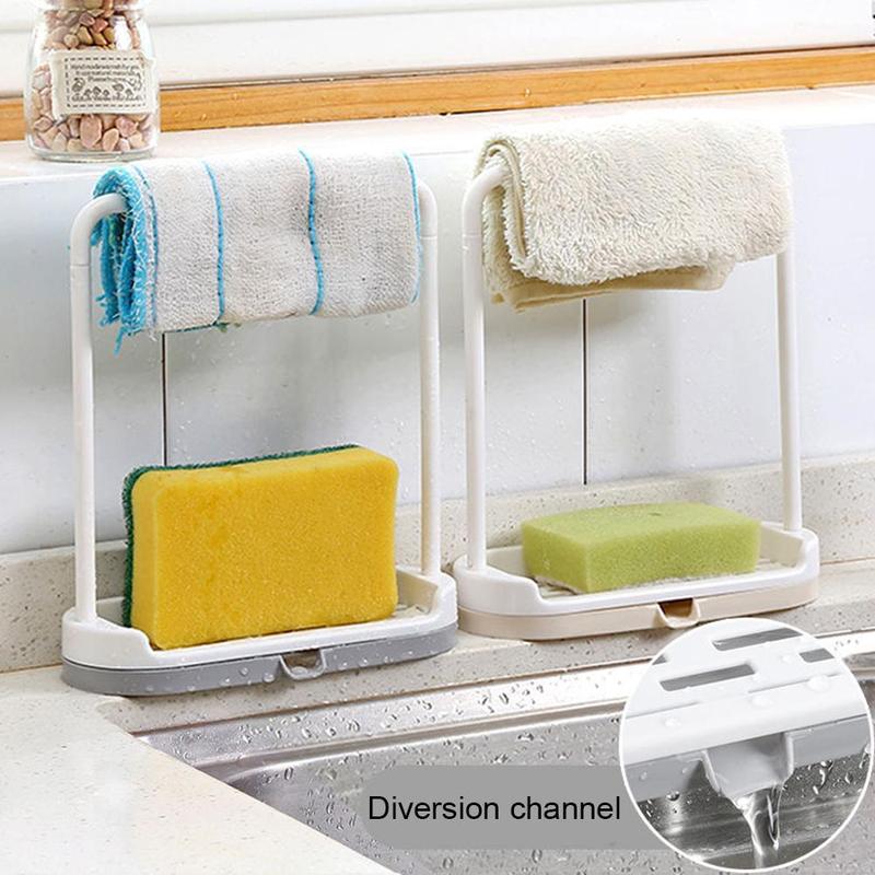 Kitchen Dishcloth Holder For Towel Rag Hanger Sink Rack Dish Organizer Shelf Cloth Dish Sponge Detachable For Bathroom V7J6