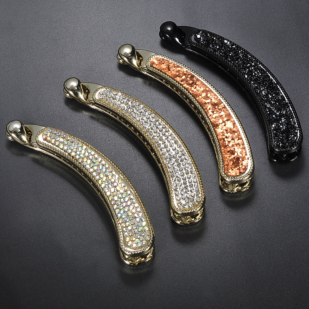 Glänzende Strass Frauen Mädchen Haarnadeln Banane Barrettes Clip Koreanische Stil für Elegante Weibliche Haar Clip Haar Zubehör