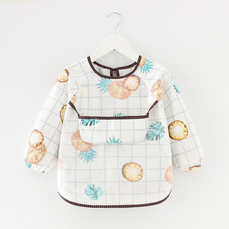 Infant Essen Kinder Zeichnung Lange Kurzarm Schürze Baby Bandana Lätzchen Nette Cartoon Lätzchen Wasserdichte Baby Selbst Fütterung Bib: 01Pineapple
