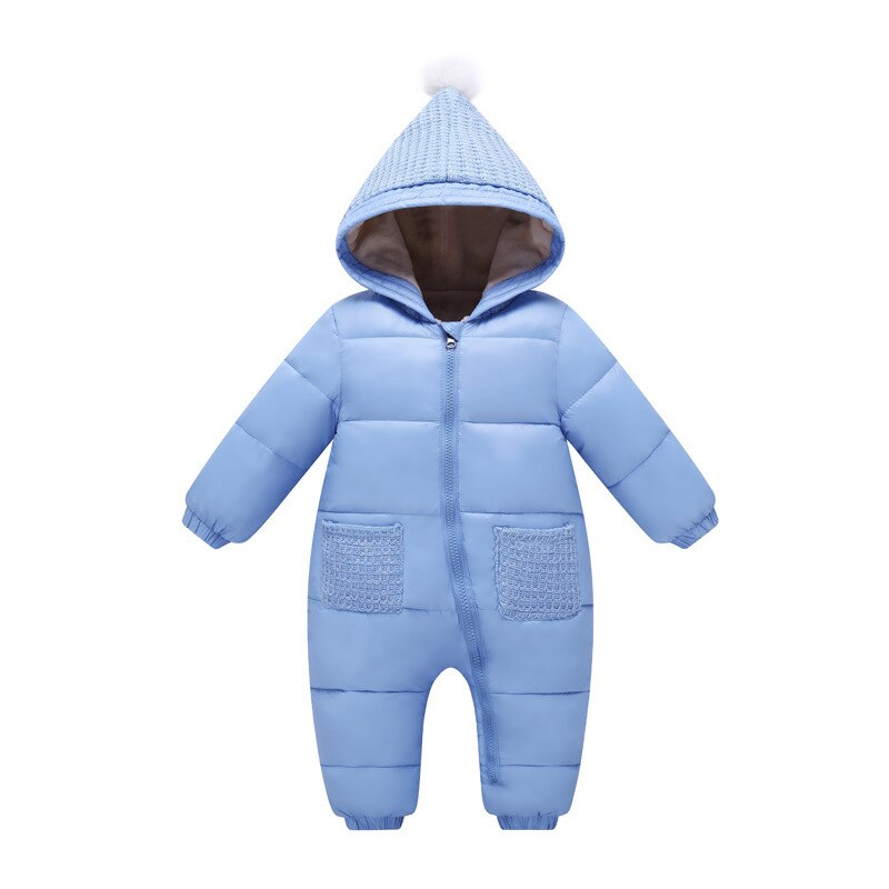 Herfst Winter Baby Kleding Hooded Donsjack Rompertjes Voor Jongens Meisjes 0-18 Maand Peuter Warme Dikke Pasgeboren Slijtage baby Jumpsuit: Blue / 6-12M
