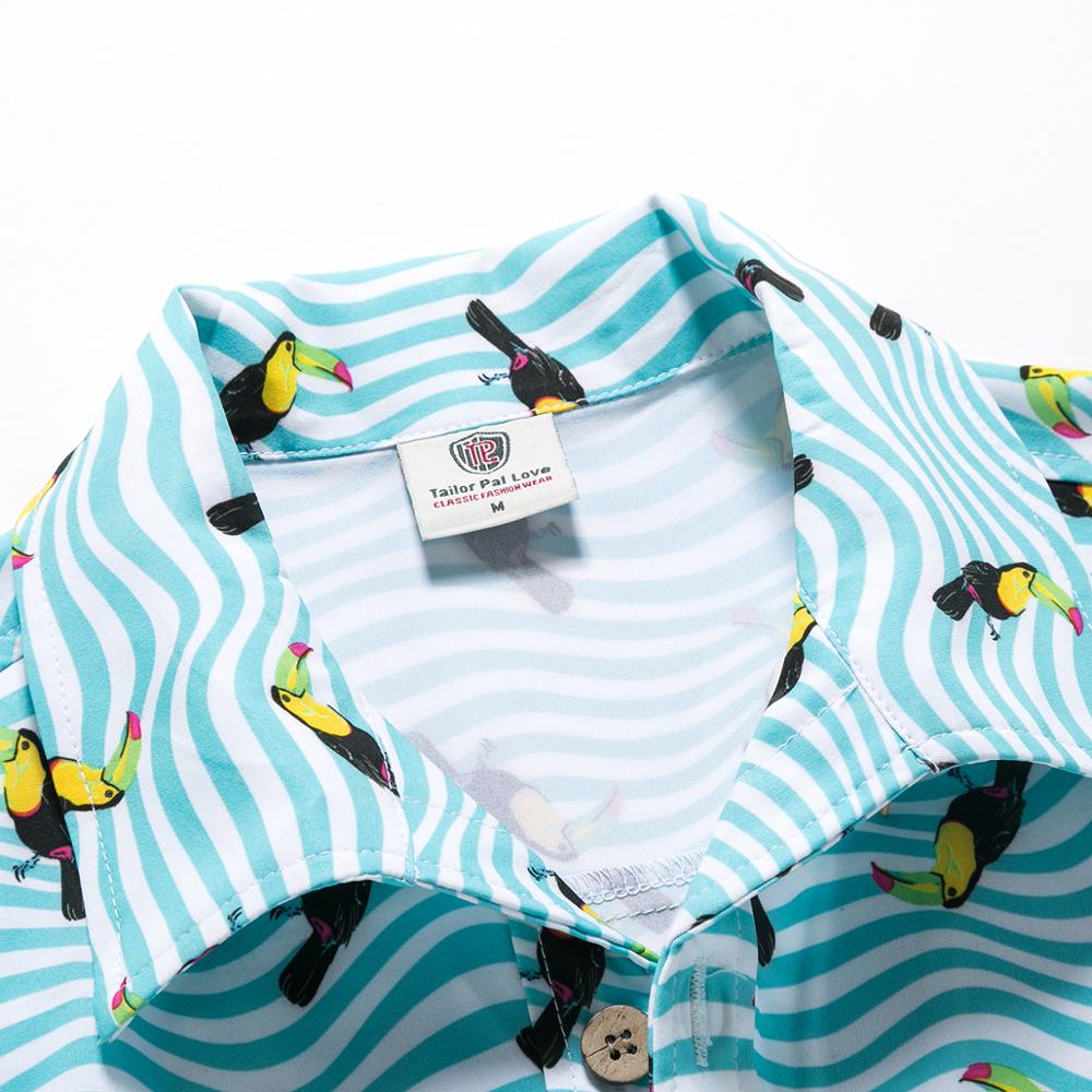 Mænd skjorte sommer mænds casual toppe knap hawaii print strand korte ærmer quick dry top bluse hawaii skjorte herre top