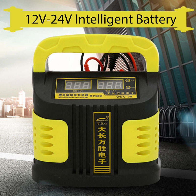Full Automatic Car Battery Charger 110V to 220V To 12V 10A Intelligent Fast Power Charging Wet Dry Lead Acid Digital LCD Display